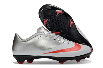 CR7 x Nike Air Zoom Mercurial Vapor 16 Elite FG Firm Ground Soccer Cleats - Silver/Fiery Red/Black