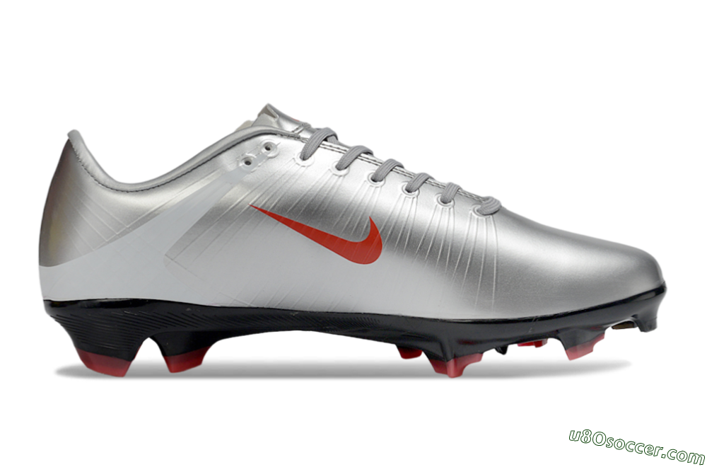 CR7 x Nike Air Zoom Mercurial Vapor 16 Elite FG Firm Ground Soccer Cleats - Silver/Fiery Red/Black 7