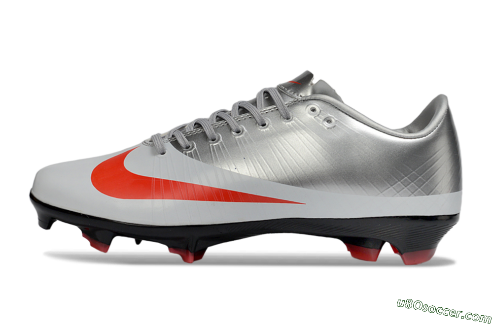 CR7 x Nike Air Zoom Mercurial Vapor 16 Elite FG Firm Ground Soccer Cleats - Silver/Fiery Red/Black 2
