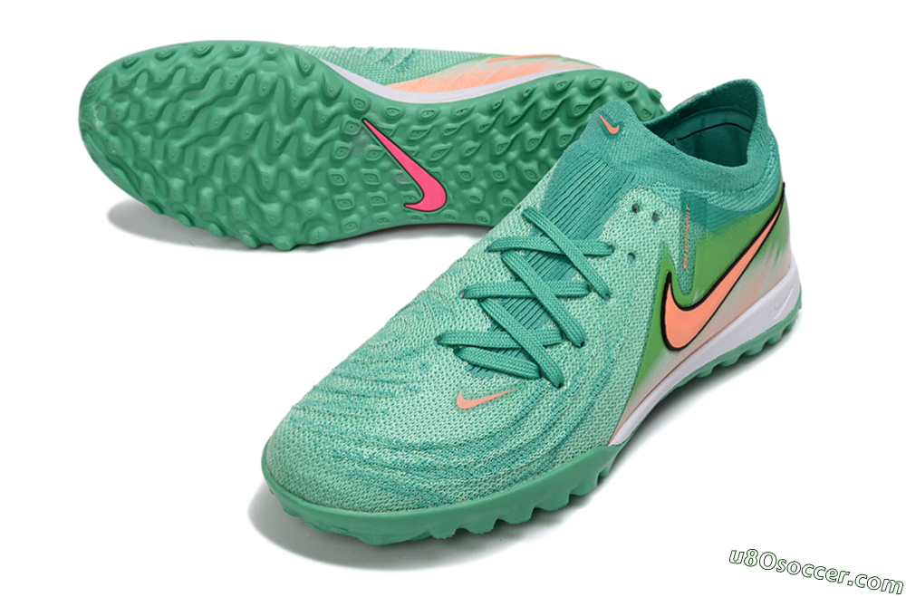 Nike Phantom GX 2 Elite TF Artificial Turf Soccer Shoes - Green/Coral Splash/Tropical Mint 3