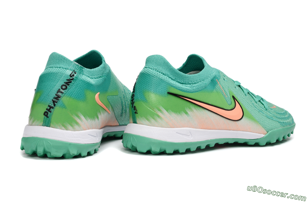 Nike Phantom GX 2 Elite TF Artificial Turf Soccer Shoes - Green/Coral Splash/Tropical Mint 6