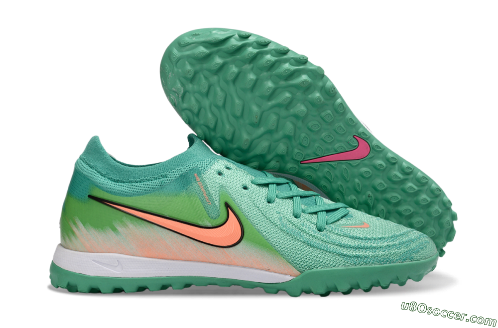 Nike Phantom GX 2 Elite TF Artificial Turf Soccer Shoes - Green/Coral Splash/Tropical Mint 1