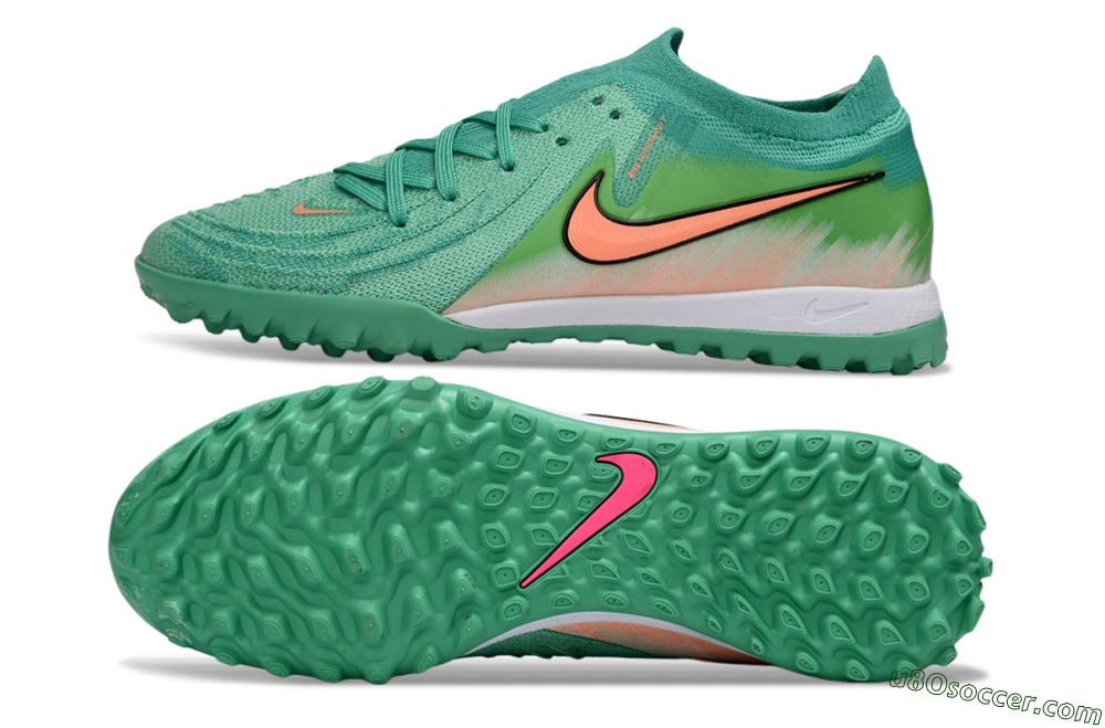 Nike Phantom GX 2 Elite TF Artificial Turf Soccer Shoes - Green/Coral Splash/Tropical Mint 0