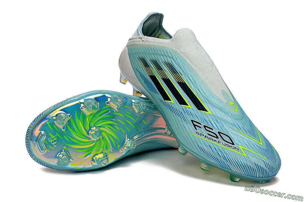 Adidas F50 Elite Laceless FG Firm Ground Soccer Cleats - Blue/Electric Blue/Sunny Yellow 4