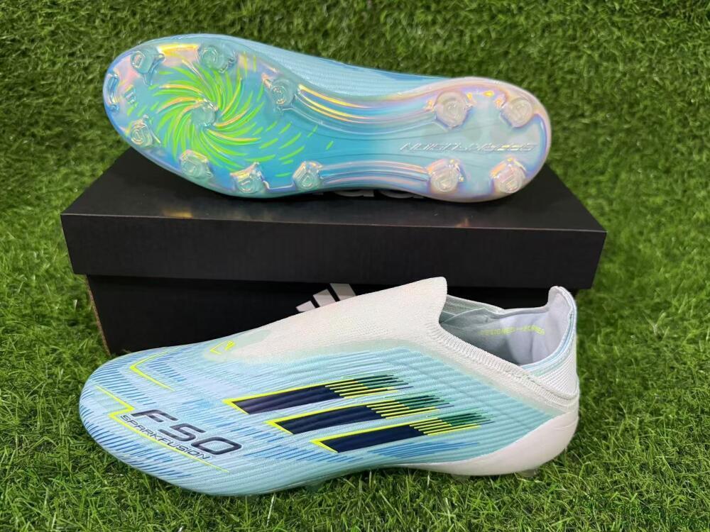 Adidas F50 Elite Laceless FG Firm Ground Soccer Cleats - Blue/Electric Blue/Sunny Yellow