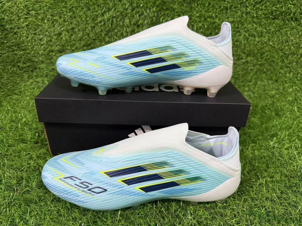 Adidas F50 Elite Laceless FG Firm Ground Soccer Cleats - Blue/Electric Blue/Sunny Yellow