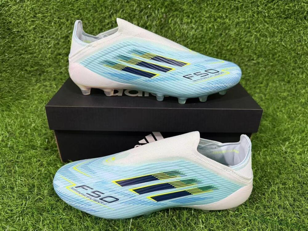 Adidas F50 Elite Laceless FG Firm Ground Soccer Cleats - Blue/Electric Blue/Sunny Yellow