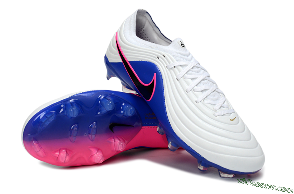 Nike Tiempo Legend 11 Elite FG Firm Ground Soccer Cleats - White/Deep Blue/Fuchsia Pink 4