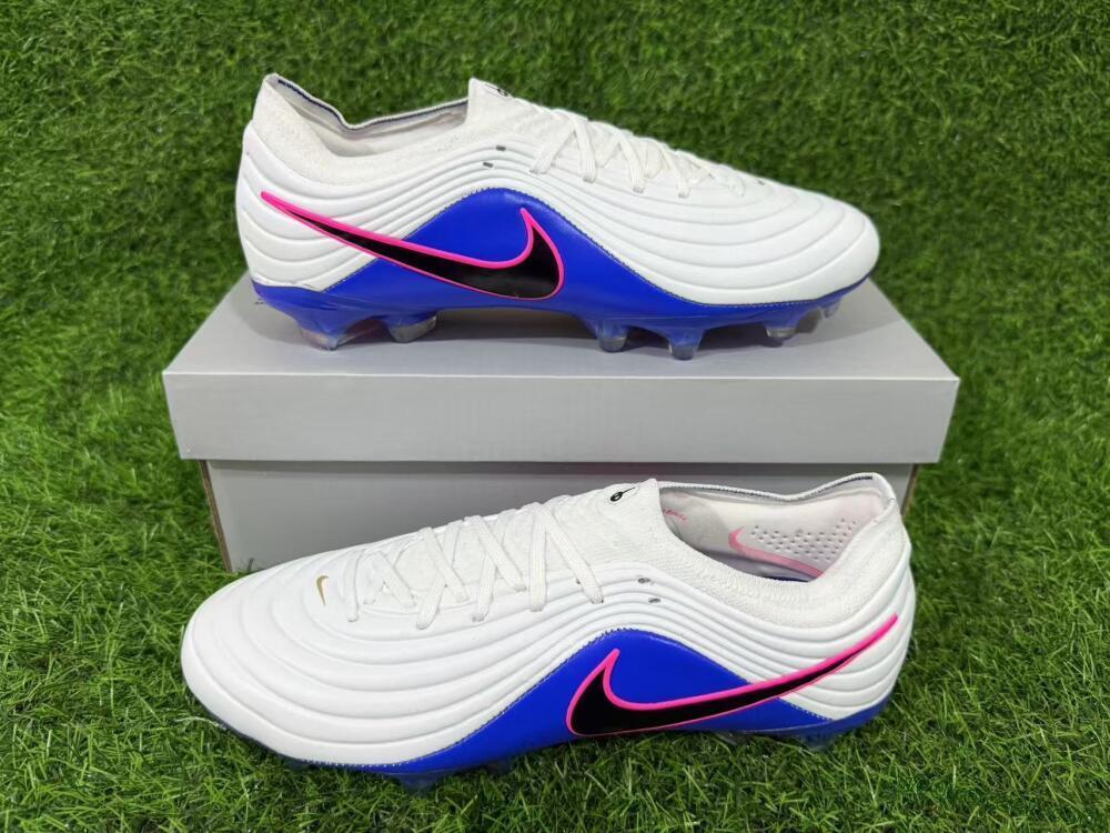 Nike Tiempo Legend 11 Elite FG Firm Ground Soccer Cleats - White/Deep Blue/Fuchsia Pink