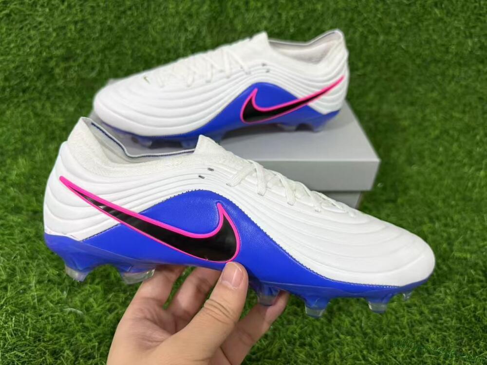 Nike Tiempo Legend 11 Elite FG Firm Ground Soccer Cleats - White/Deep Blue/Fuchsia Pink