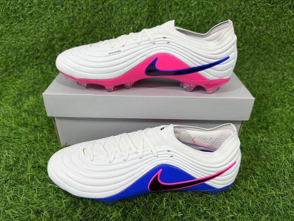 Nike Tiempo Legend 11 Elite FG Firm Ground Soccer Cleats - White/Deep Blue/Fuchsia Pink