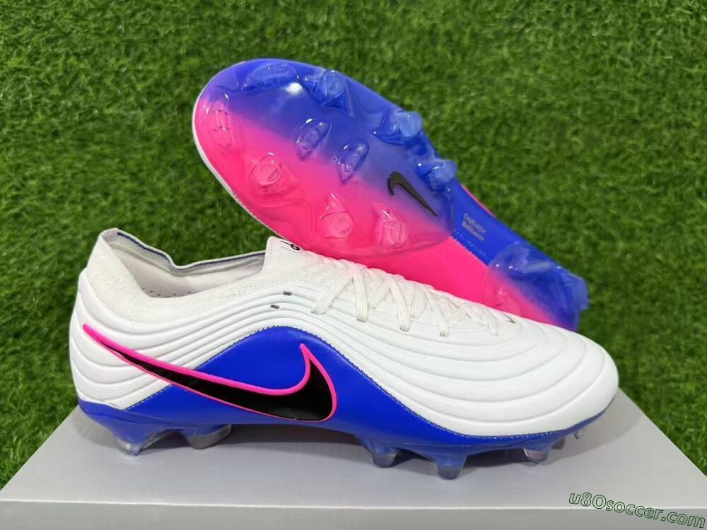 Nike Tiempo Legend 11 Elite FG Firm Ground Soccer Cleats - White/Deep Blue/Fuchsia Pink
