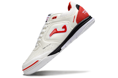 Joma Top Flex IC Indoor & Futsal Soccer Shoes - White/Red Accent/Black Sole