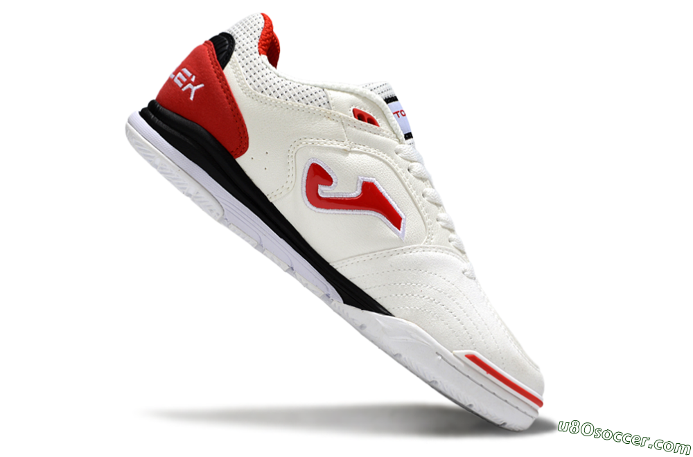 Joma Top Flex IC Indoor & Futsal Soccer Shoes - White/Red Accent/Black Sole 4