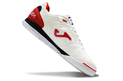 Joma Top Flex IC Indoor & Futsal Soccer Shoes - White/Red Accent/Black Sole