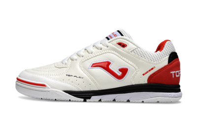 Joma Top Flex IC Indoor & Futsal Soccer Shoes - White/Red Accent/Black Sole