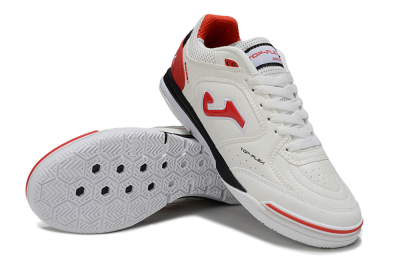 Joma Top Flex IC Indoor & Futsal Soccer Shoes - White/Red Accent/Black Sole