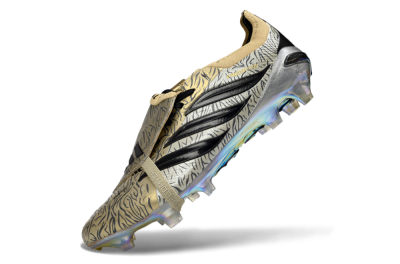 Adidas Predator 26 Elite Fold-Over Tongue FG Firm Ground Soccer Cleats - Gold/Black/Iridiscent