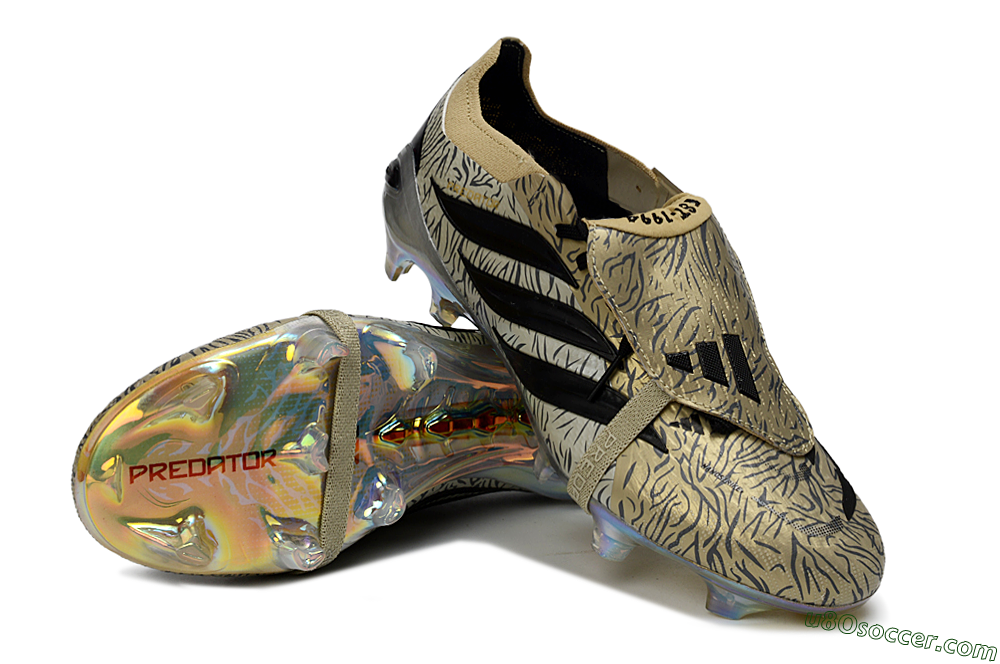 Adidas Predator 26 Elite Fold-Over Tongue FG Firm Ground Soccer Cleats - Gold/Black/Iridiscent 3