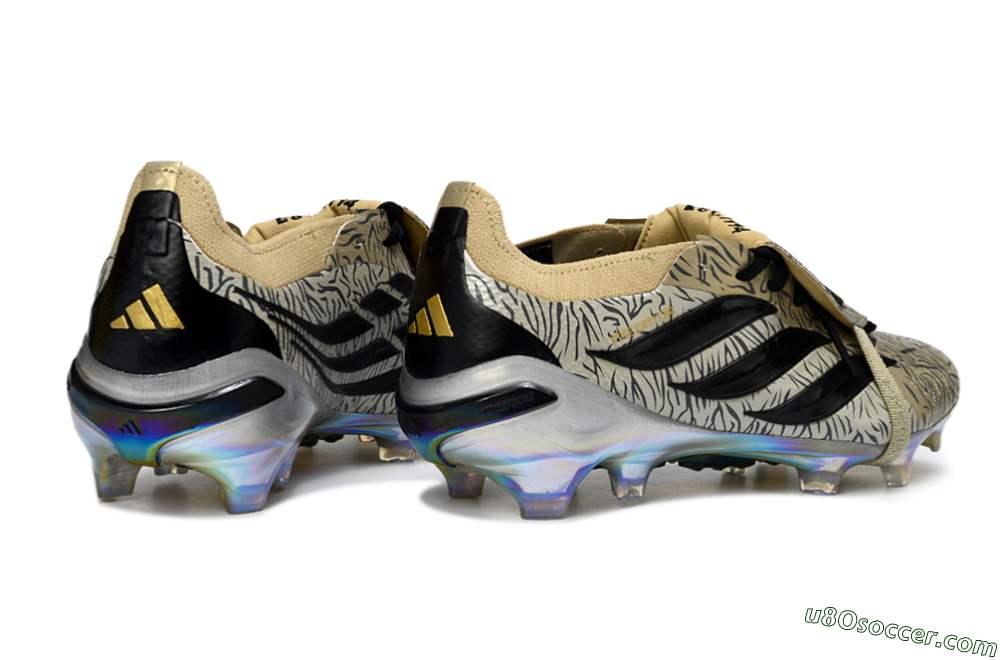 Adidas Predator 26 Elite Fold-Over Tongue FG Firm Ground Soccer Cleats - Gold/Black/Iridiscent 6