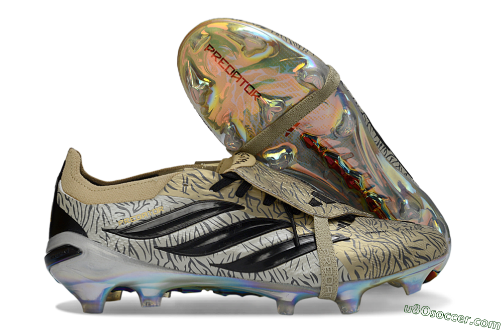 Adidas Predator 26 Elite Fold-Over Tongue FG Firm Ground Soccer Cleats - Gold/Black/Iridiscent 1