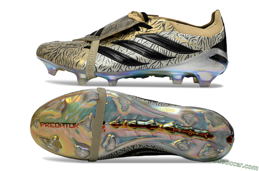 Adidas Predator 26 Elite Fold-Over Tongue FG Firm Ground Soccer Cleats - Gold/Black/Iridiscent 0