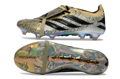 Adidas Predator 26 Elite Fold-Over Tongue FG Firm Ground Soccer Cleats - Gold/Black/Iridiscent
