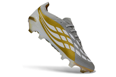 Adidas Predator 26 Elite FG Firm Ground Soccer Cleats - Silver/Metallic Gold/White