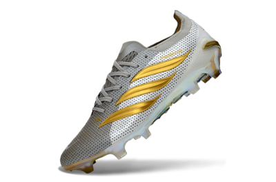 Adidas Predator 26 Elite FG Firm Ground Soccer Cleats - Silver/Metallic Gold/White