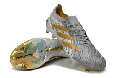 Adidas Predator 26 Elite FG Firm Ground Soccer Cleats - Silver/Metallic Gold/White