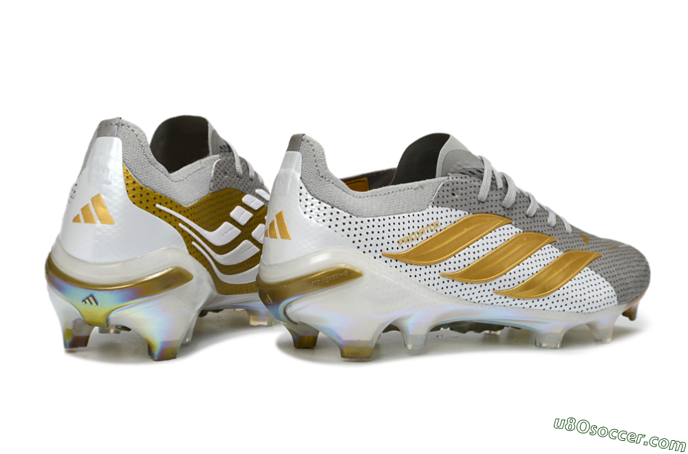 Adidas Predator 26 Elite FG Firm Ground Soccer Cleats - Silver/Metallic Gold/White 6