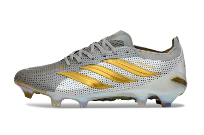 Adidas Predator 26 Elite FG Firm Ground Soccer Cleats - Silver/Metallic Gold/White