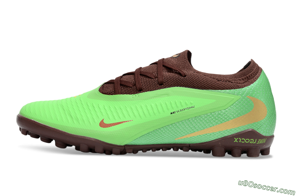Nike Phantom 6 Elite Low TF Artificial Turf Soccer Shoes - Green/Bright Lime/Brown Earth 2