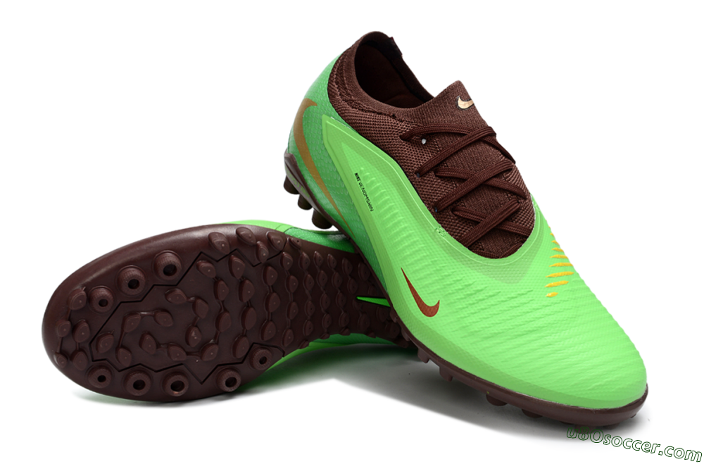 Nike Phantom 6 Elite Low TF Artificial Turf Soccer Shoes - Green/Bright Lime/Brown Earth 3