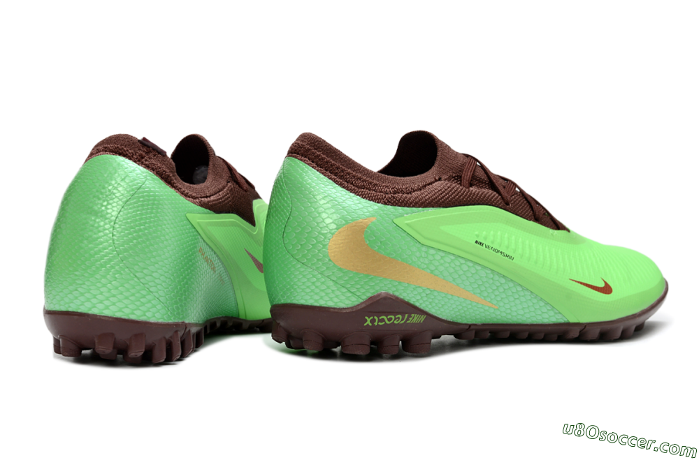 Nike Phantom 6 Elite Low TF Artificial Turf Soccer Shoes - Green/Bright Lime/Brown Earth 6
