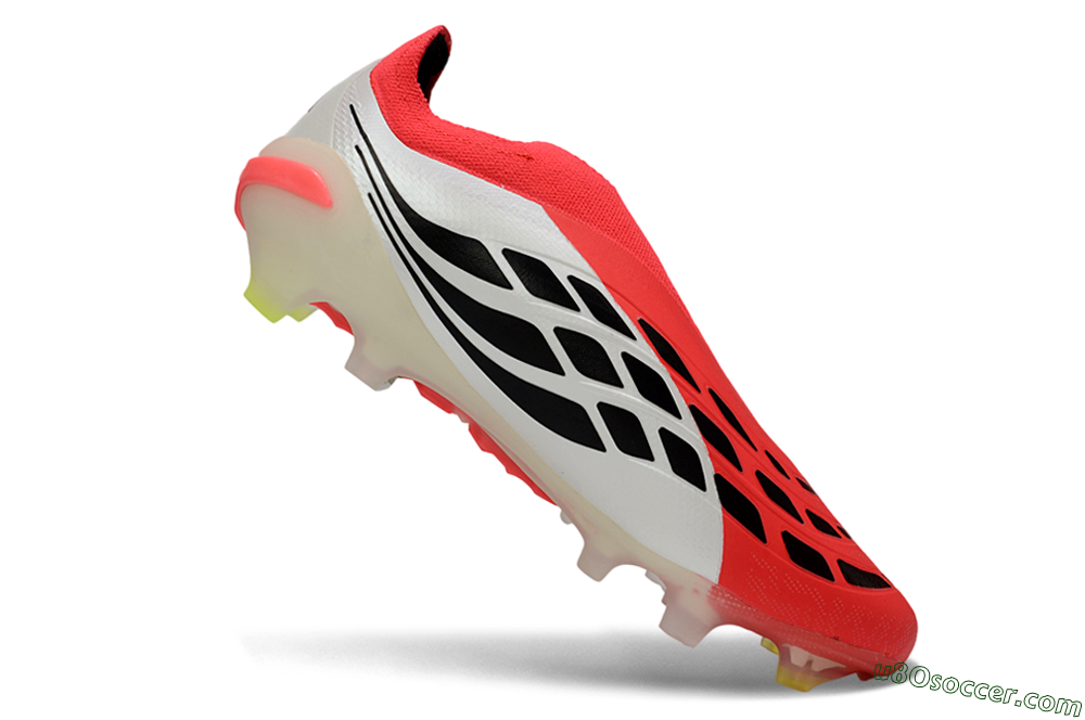 Adidas Predator 26 Elite Laceless FG Firm Ground Soccer Cleats - Red/Electric Orange/White 5