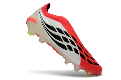 Adidas Predator 26 Elite Laceless FG Firm Ground Soccer Cleats - Red/Electric Orange/White