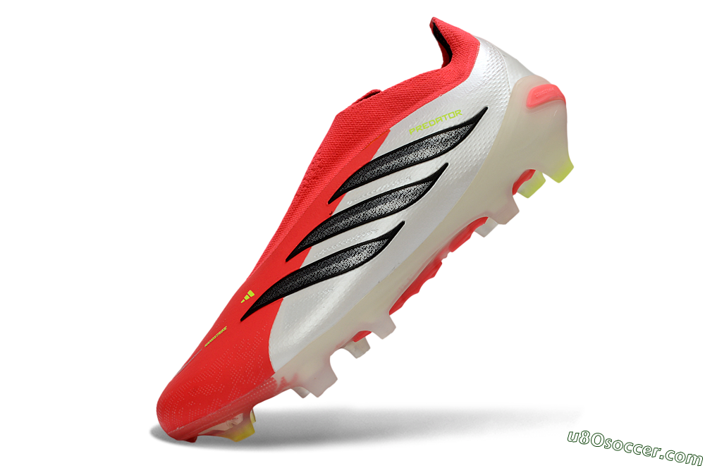 Adidas Predator 26 Elite Laceless FG Firm Ground Soccer Cleats - Red/Electric Orange/White 6