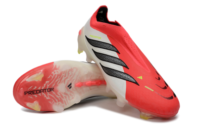 Adidas Predator 26 Elite Laceless FG Firm Ground Soccer Cleats - Red/Electric Orange/White