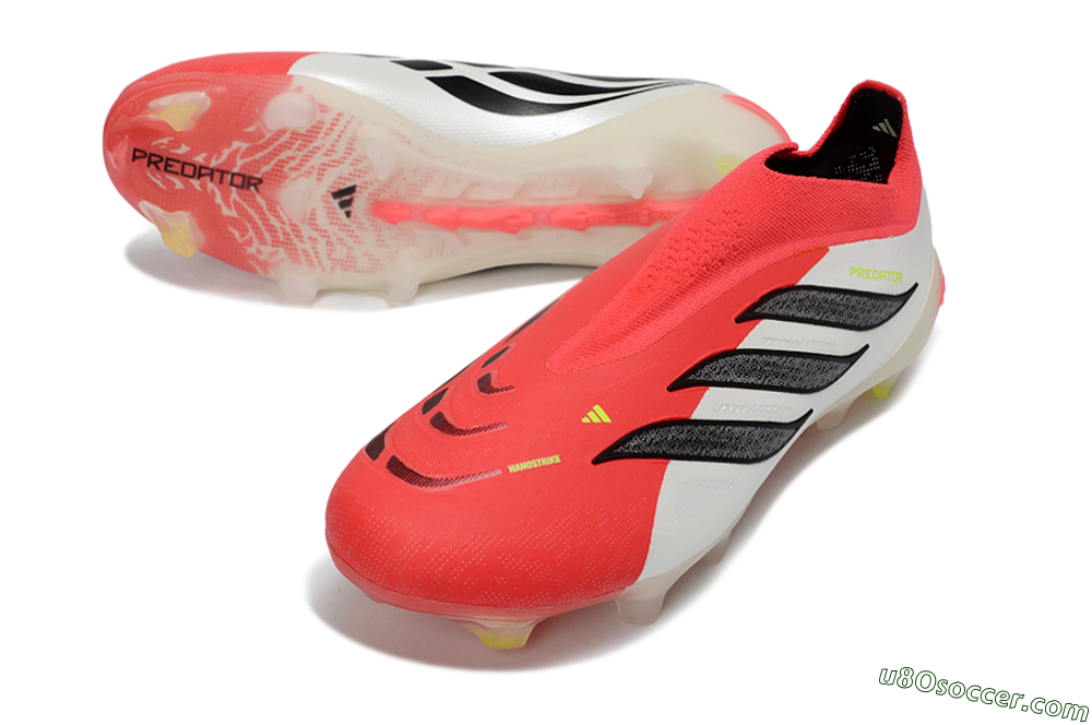 Adidas Predator 26 Elite Laceless FG Firm Ground Soccer Cleats - Red/Electric Orange/White 3