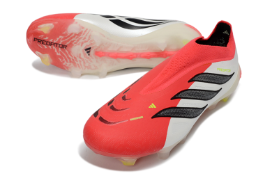 Adidas Predator 26 Elite Laceless FG Firm Ground Soccer Cleats - Red/Electric Orange/White