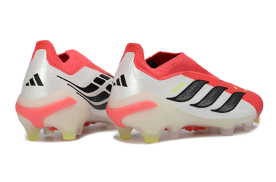 Adidas Predator 26 Elite Laceless FG Firm Ground Soccer Cleats - Red/Electric Orange/White