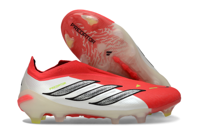 Adidas Predator 26 Elite Laceless FG Firm Ground Soccer Cleats - Red/Electric Orange/White