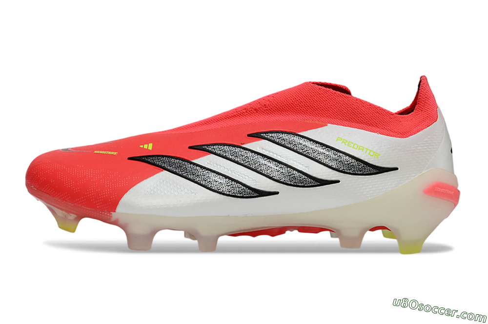Adidas Predator 26 Elite Laceless FG Firm Ground Soccer Cleats - Red/Electric Orange/White 2