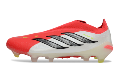 Adidas Predator 26 Elite Laceless FG Firm Ground Soccer Cleats - Red/Electric Orange/White
