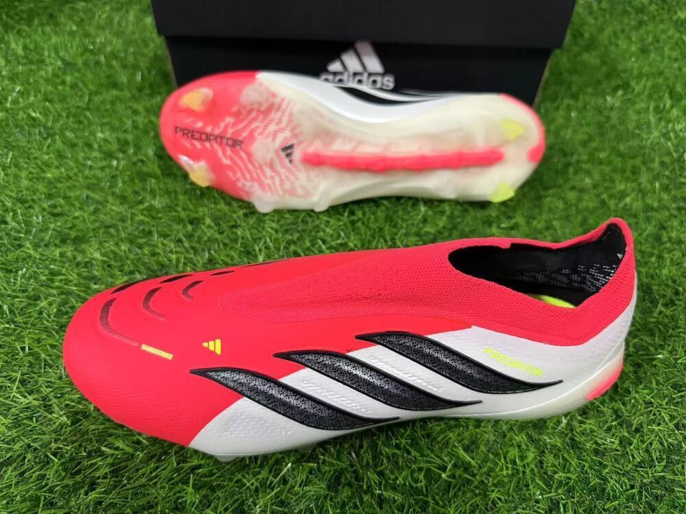 Adidas Predator 26 Elite Laceless FG Firm Ground Soccer Cleats - Red/Electric Orange/White