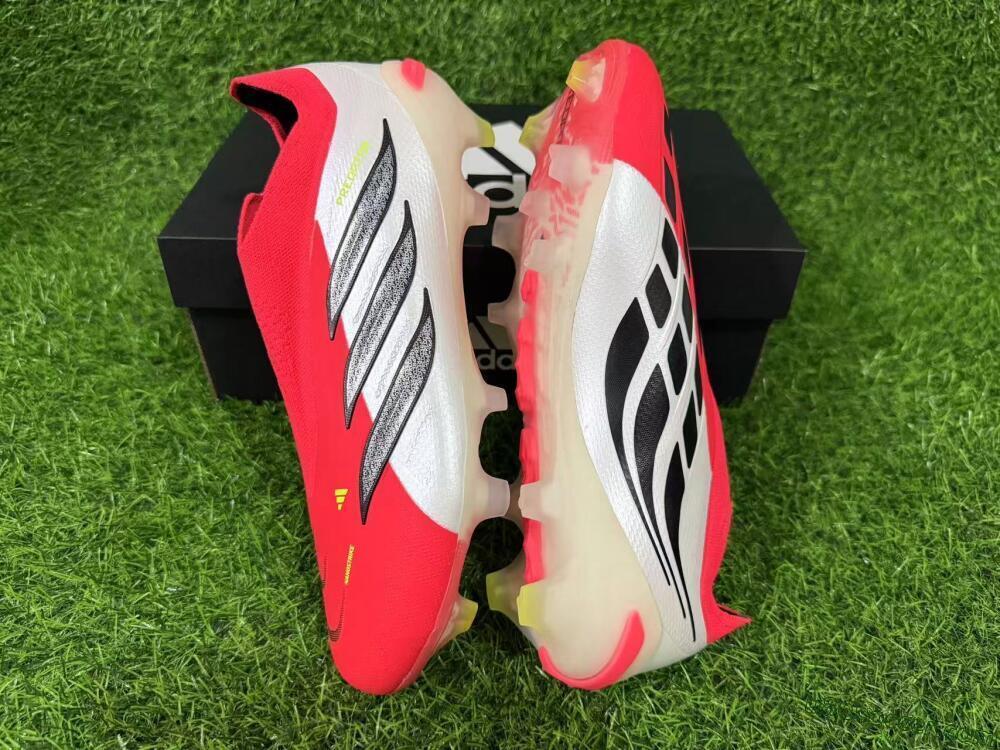Adidas Predator 26 Elite Laceless FG Firm Ground Soccer Cleats - Red/Electric Orange/White