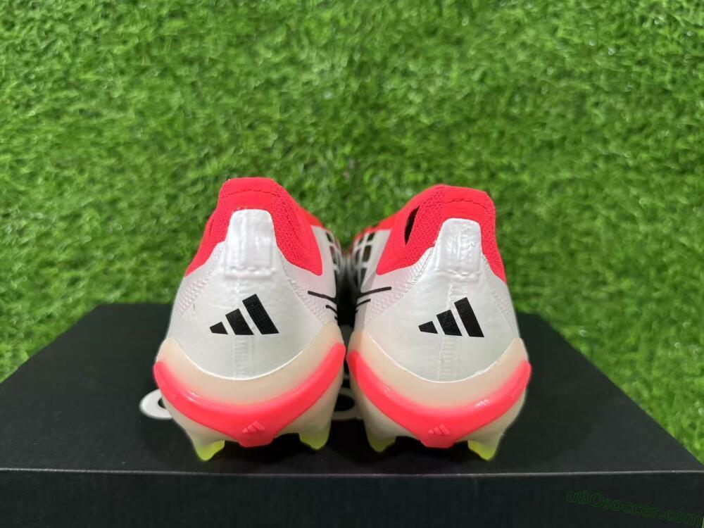 Adidas Predator 26 Elite Laceless FG Firm Ground Soccer Cleats - Red/Electric Orange/White