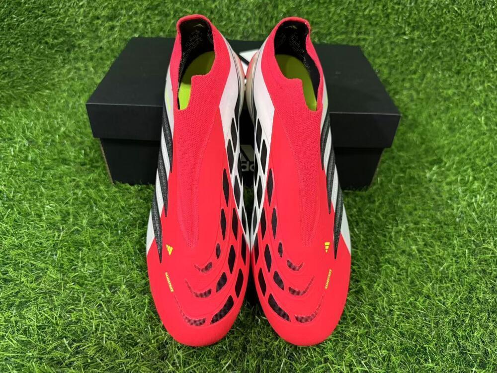Adidas Predator 26 Elite Laceless FG Firm Ground Soccer Cleats - Red/Electric Orange/White