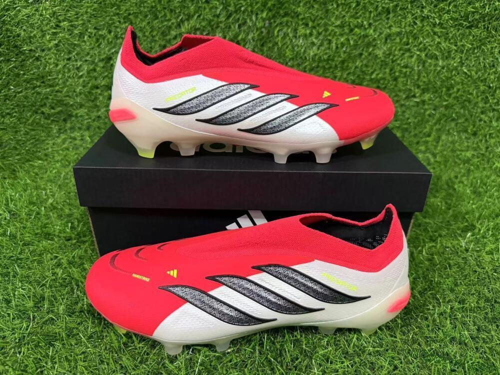 Adidas Predator 26 Elite Laceless FG Firm Ground Soccer Cleats - Red/Electric Orange/White